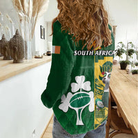 South Africa And Ireland Rugby Women Casual Shirt 2023 World Cup Springboks Shamrocks Together - Wonder Print Shop