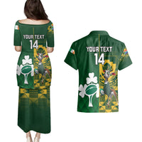 Custom South Africa And Ireland Rugby Couples Matching Puletasi Dress and Hawaiian Shirt 2023 World Cup Springboks Shamrocks Together - Wonder Print Shop