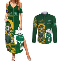 Custom South Africa And Ireland Rugby Couples Matching Summer Maxi Dress and Long Sleeve Button Shirts 2023 World Cup Springboks Shamrocks Together - Wonder Print Shop