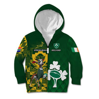 Custom South Africa And Ireland Rugby Kid Hoodie 2023 World Cup Springboks Shamrocks Together - Wonder Print Shop
