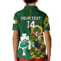 Custom South Africa And Ireland Rugby Kid Polo Shirt 2023 World Cup Springboks Shamrocks Together - Wonder Print Shop