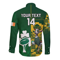 Custom South Africa And Ireland Rugby Long Sleeve Button Shirt 2023 World Cup Springboks Shamrocks Together - Wonder Print Shop