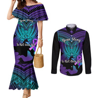 suicide-awareness-your-story-is-not-over-yet-couples-matching-mermaid-dress-and-long-sleeve-button-shirts-polynesian-butterfly-tattoo