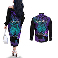 suicide-awareness-your-story-is-not-over-yet-couples-matching-off-the-shoulder-long-sleeve-dress-and-long-sleeve-button-shirts-polynesian-butterfly-tattoo