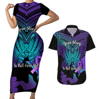 Suicide Awareness Your Story Is Not Over Yet Couples Matching Short Sleeve Bodycon Dress and Hawaiian Shirt Polynesian Butterfly Tattoo - Wonder Print Shop