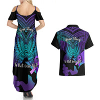 Suicide Awareness Your Story Is Not Over Yet Couples Matching Summer Maxi Dress and Hawaiian Shirt Polynesian Butterfly Tattoo - Wonder Print Shop