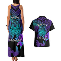 Suicide Awareness Your Story Is Not Over Yet Couples Matching Tank Maxi Dress and Hawaiian Shirt Polynesian Butterfly Tattoo - Wonder Print Shop