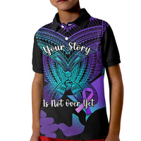 Suicide Awareness Your Story Is Not Over Yet Kid Polo Shirt Polynesian Butterfly Tattoo - Wonder Print Shop