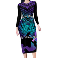 Suicide Awareness Your Story Is Not Over Yet Long Sleeve Bodycon Dress Polynesian Butterfly Tattoo - Wonder Print Shop