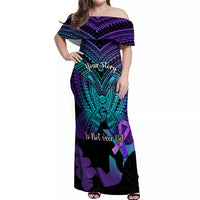 Suicide Awareness Your Story Is Not Over Yet Off Shoulder Maxi Dress Polynesian Butterfly Tattoo - Wonder Print Shop
