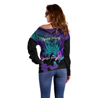 Suicide Awareness Your Story Is Not Over Yet Off Shoulder Sweater Polynesian Butterfly Tattoo - Wonder Print Shop