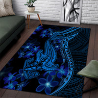 Blue Polynesia Shark Tattoo Area Rug With Polynesian Plumeria - Wonder Print Shop