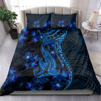 Blue Polynesia Shark Tattoo Bedding Set With Polynesian Plumeria - Wonder Print Shop