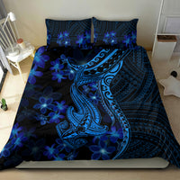 Blue Polynesia Shark Tattoo Bedding Set With Polynesian Plumeria - Wonder Print Shop