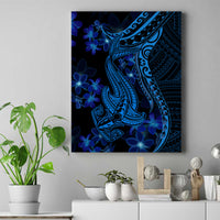Blue Polynesia Shark Tattoo Canvas Wall Art With Polynesian Plumeria - Wonder Print Shop