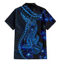 Blue Polynesia Shark Tattoo Family Matching Mermaid Dress and Hawaiian Shirt With Polynesian Plumeria - Wonder Print Shop