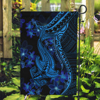 Blue Polynesia Shark Tattoo Garden Flag With Polynesian Plumeria - Wonder Print Shop