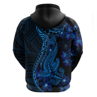 Blue Polynesia Shark Tattoo Hoodie With Polynesian Plumeria - Wonder Print Shop