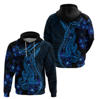 Blue Polynesia Shark Tattoo Hoodie With Polynesian Plumeria - Wonder Print Shop