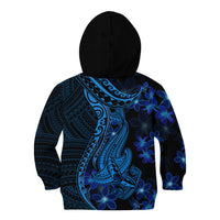 Blue Polynesia Shark Tattoo Kid Hoodie With Polynesian Plumeria - Wonder Print Shop