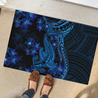 Blue Polynesia Shark Tattoo Rubber Doormat With Polynesian Plumeria - Wonder Print Shop