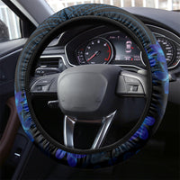 Blue Polynesia Shark Tattoo Steering Wheel Cover With Polynesian Plumeria - Wonder Print Shop