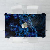 Blue Polynesia Shark Tattoo Tablecloth With Polynesian Plumeria - Wonder Print Shop
