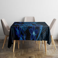 Blue Polynesia Shark Tattoo Tablecloth With Polynesian Plumeria - Wonder Print Shop
