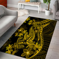 Gold Polynesia Shark Tattoo Area Rug With Polynesian Plumeria - Wonder Print Shop