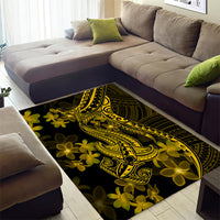 Gold Polynesia Shark Tattoo Area Rug With Polynesian Plumeria - Wonder Print Shop
