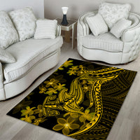 Gold Polynesia Shark Tattoo Area Rug With Polynesian Plumeria - Wonder Print Shop
