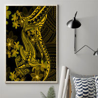 Gold Polynesia Shark Tattoo Canvas Wall Art With Polynesian Plumeria - Wonder Print Shop