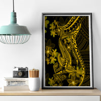 Gold Polynesia Shark Tattoo Canvas Wall Art With Polynesian Plumeria - Wonder Print Shop