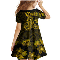 Gold Polynesia Shark Tattoo Family Matching Mermaid Dress and Hawaiian Shirt With Polynesian Plumeria - Wonder Print Shop
