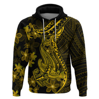 Gold Polynesia Shark Tattoo Hoodie With Polynesian Plumeria - Wonder Print Shop