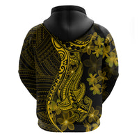 Gold Polynesia Shark Tattoo Hoodie With Polynesian Plumeria - Wonder Print Shop