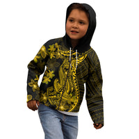 Gold Polynesia Shark Tattoo Kid Hoodie With Polynesian Plumeria - Wonder Print Shop
