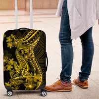 Gold Polynesia Shark Tattoo Luggage Cover With Polynesian Plumeria - Wonder Print Shop