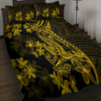 Gold Polynesia Shark Tattoo Quilt Bed Set With Polynesian Plumeria - Wonder Print Shop