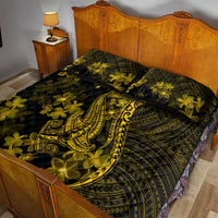 Gold Polynesia Shark Tattoo Quilt Bed Set With Polynesian Plumeria - Wonder Print Shop