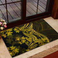 Gold Polynesia Shark Tattoo Rubber Doormat With Polynesian Plumeria - Wonder Print Shop