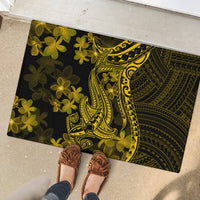 Gold Polynesia Shark Tattoo Rubber Doormat With Polynesian Plumeria - Wonder Print Shop