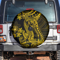 Gold Polynesia Shark Tattoo Spare Tire Cover With Polynesian Plumeria - Wonder Print Shop