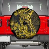 Gold Polynesia Shark Tattoo Spare Tire Cover With Polynesian Plumeria - Wonder Print Shop