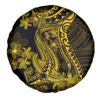 Gold Polynesia Shark Tattoo Spare Tire Cover With Polynesian Plumeria - Wonder Print Shop
