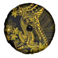 Gold Polynesia Shark Tattoo Spare Tire Cover With Polynesian Plumeria - Wonder Print Shop