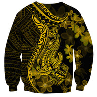 Gold Polynesia Shark Tattoo Sweatshirt With Polynesian Plumeria - Wonder Print Shop