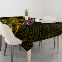 Gold Polynesia Shark Tattoo Tablecloth With Polynesian Plumeria - Wonder Print Shop