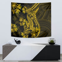 Gold Polynesia Shark Tattoo Tapestry With Polynesian Plumeria - Wonder Print Shop
