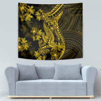 Gold Polynesia Shark Tattoo Tapestry With Polynesian Plumeria - Wonder Print Shop